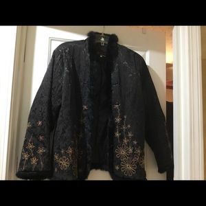 Women’s Oriental Style Blazer Jacket Black w/Gold